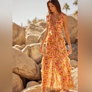 Misa Floral Sleeveless Maxi Dress Claudia NWT XS Chiffon Wedding Date Resort